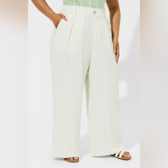 NWT Sz 2X / 20 TORRID Striped Wide Leg Pants | Elastic Waist | Summer Chic - Picture 2 of 6